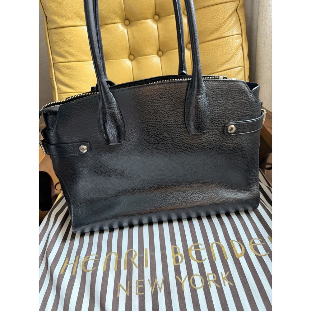 Henri Bendel Black Pebble Leather Tote with Gold Hardware Authentic - Picture 9 of 16